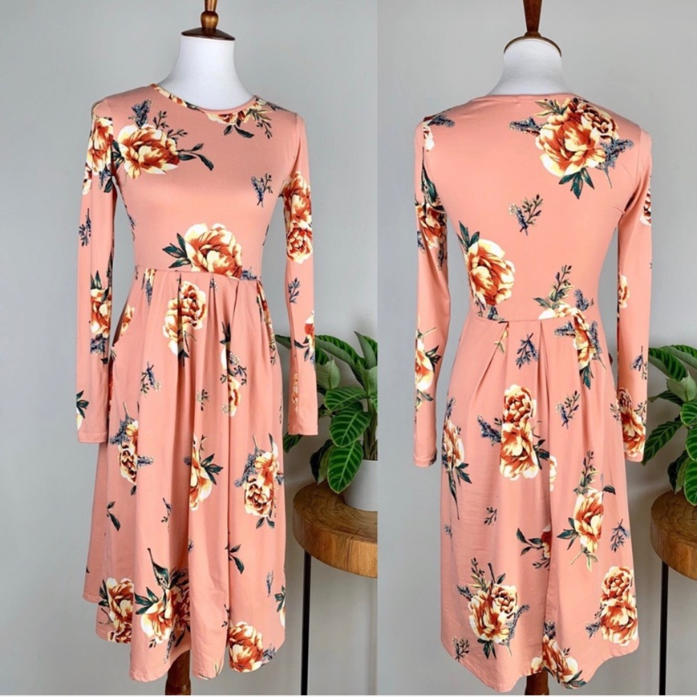 Reb & J. 220 | Floral Long Sleeve Midi Dress